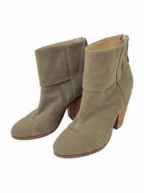 RAG & BONE Newbury low boots canvas linen Olive green Booties size 8 / 38